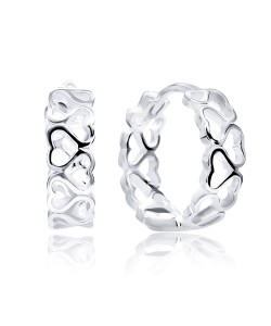 Rolling Hearts Silver Hoop Earring HO-1843